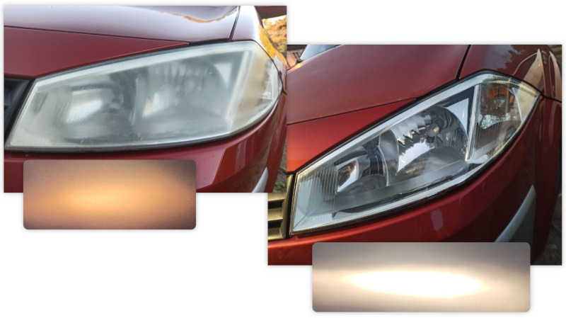 Faro de coche opaco antes de pulir